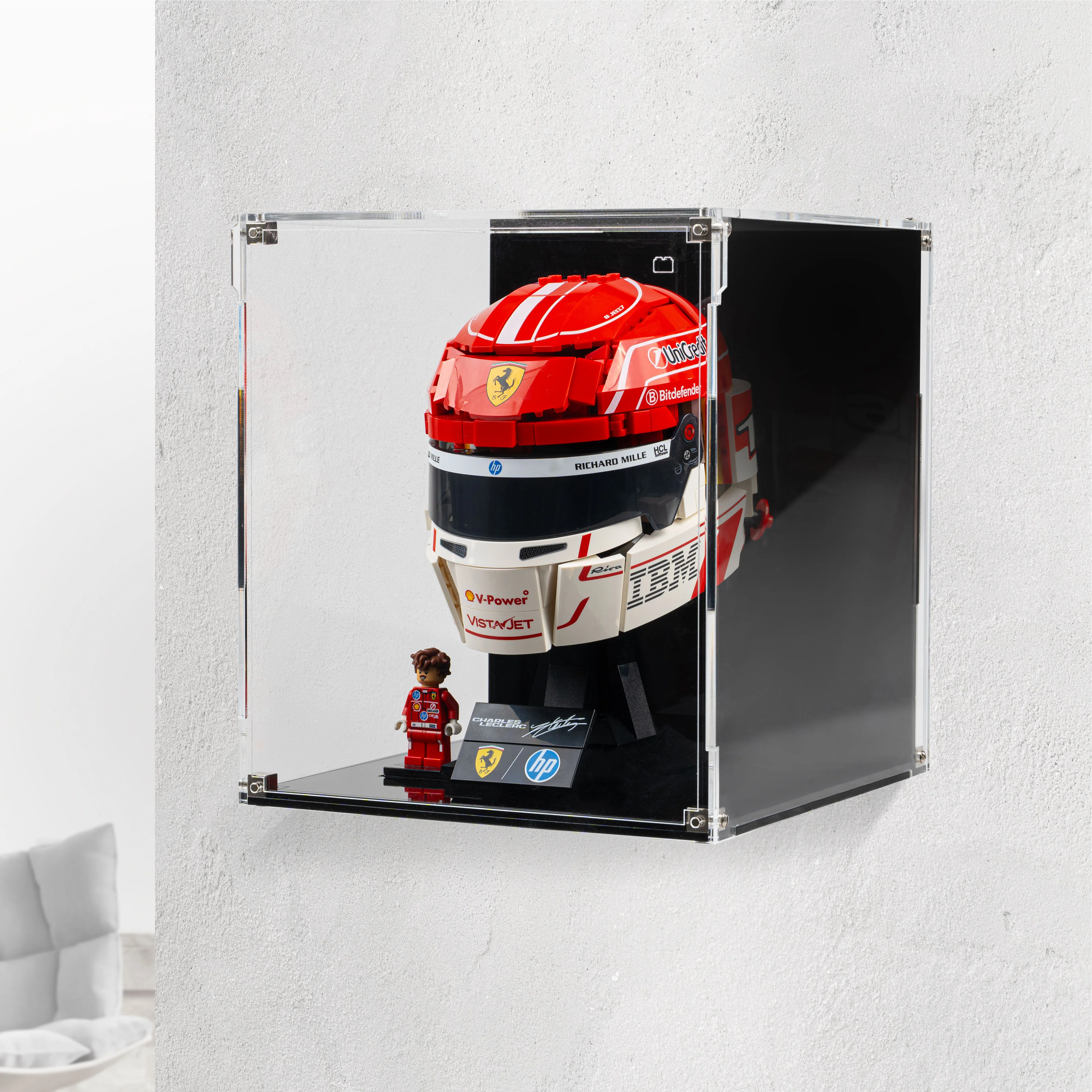 Wall Mountable Display Case for LEGO® Editions: Scuderia Ferrari HP Charles Leclerc Helmet (43014) - Image 6