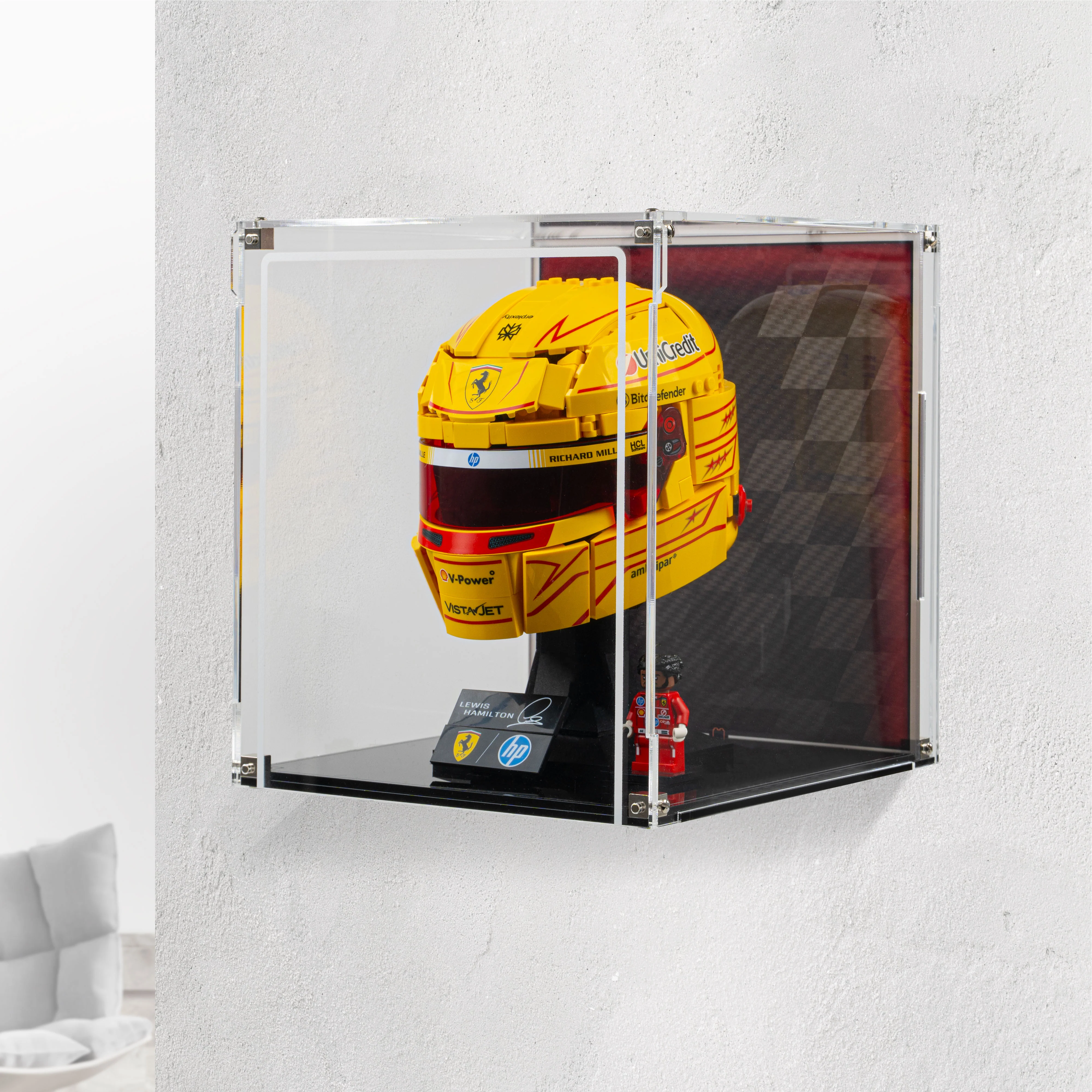 Wall Mountable Display Case for LEGO® Editions: Scuderia Ferrari HP Lewis Hamilton Helmet (43022)