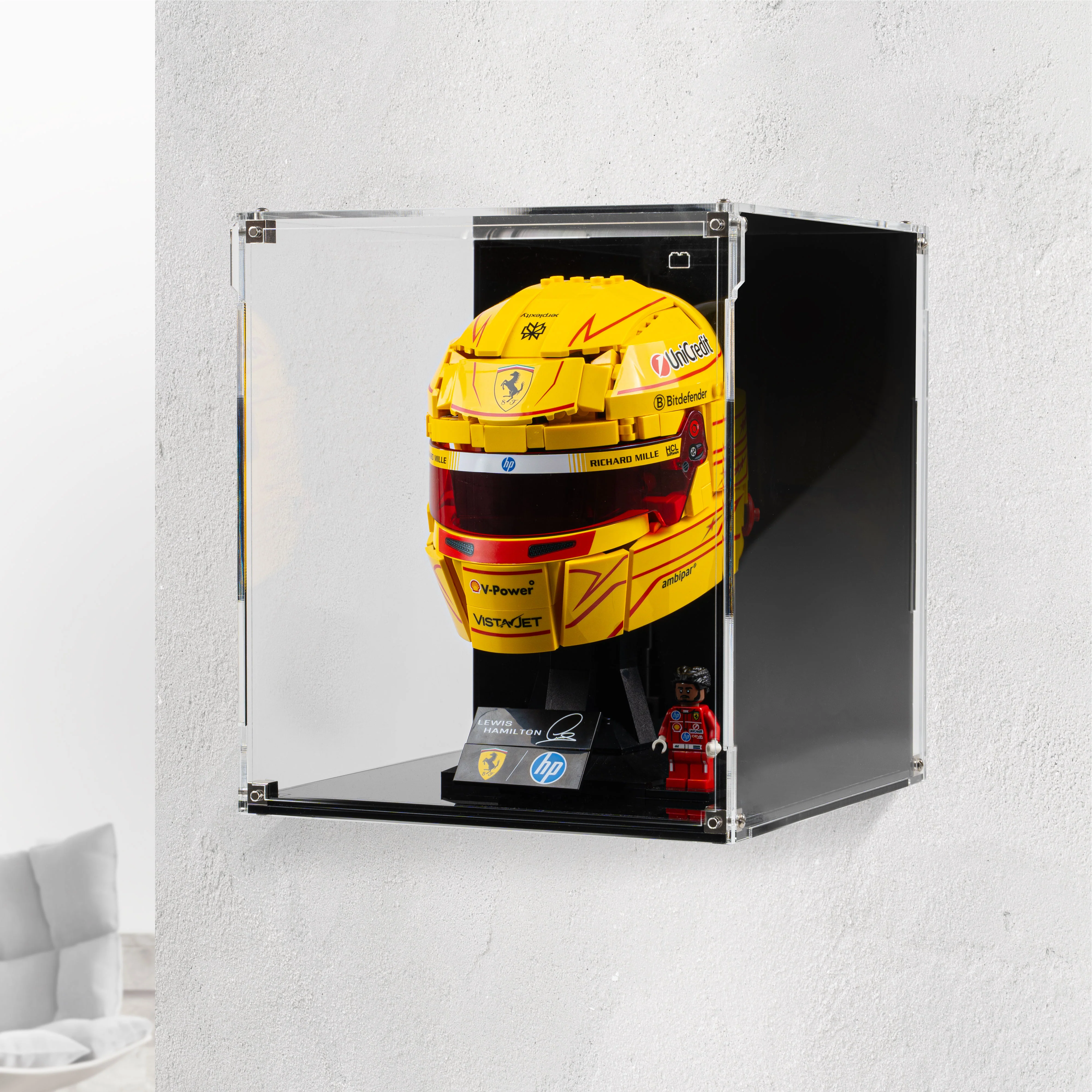 Wall Mountable Display Case for LEGO® Editions: Scuderia Ferrari HP Lewis Hamilton Helmet (43022) - Image 8