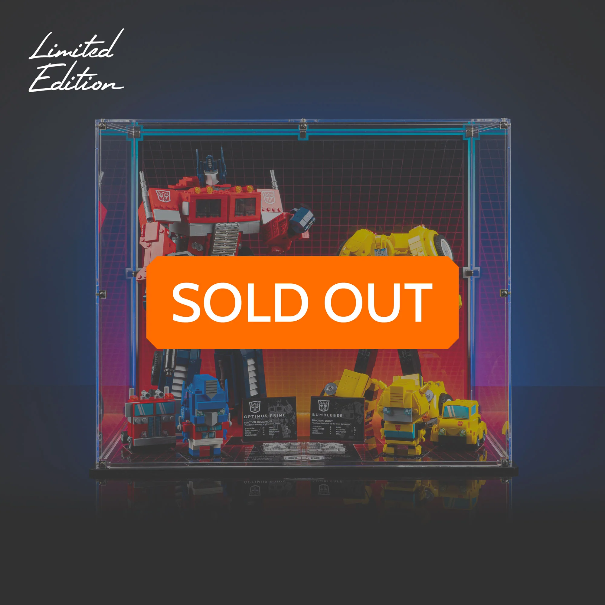 Limited Edition Display Case for LEGO® BrickHeadz / Icons Optimus Prime & Bumblebee (10338, 10302, 40804, 40803)