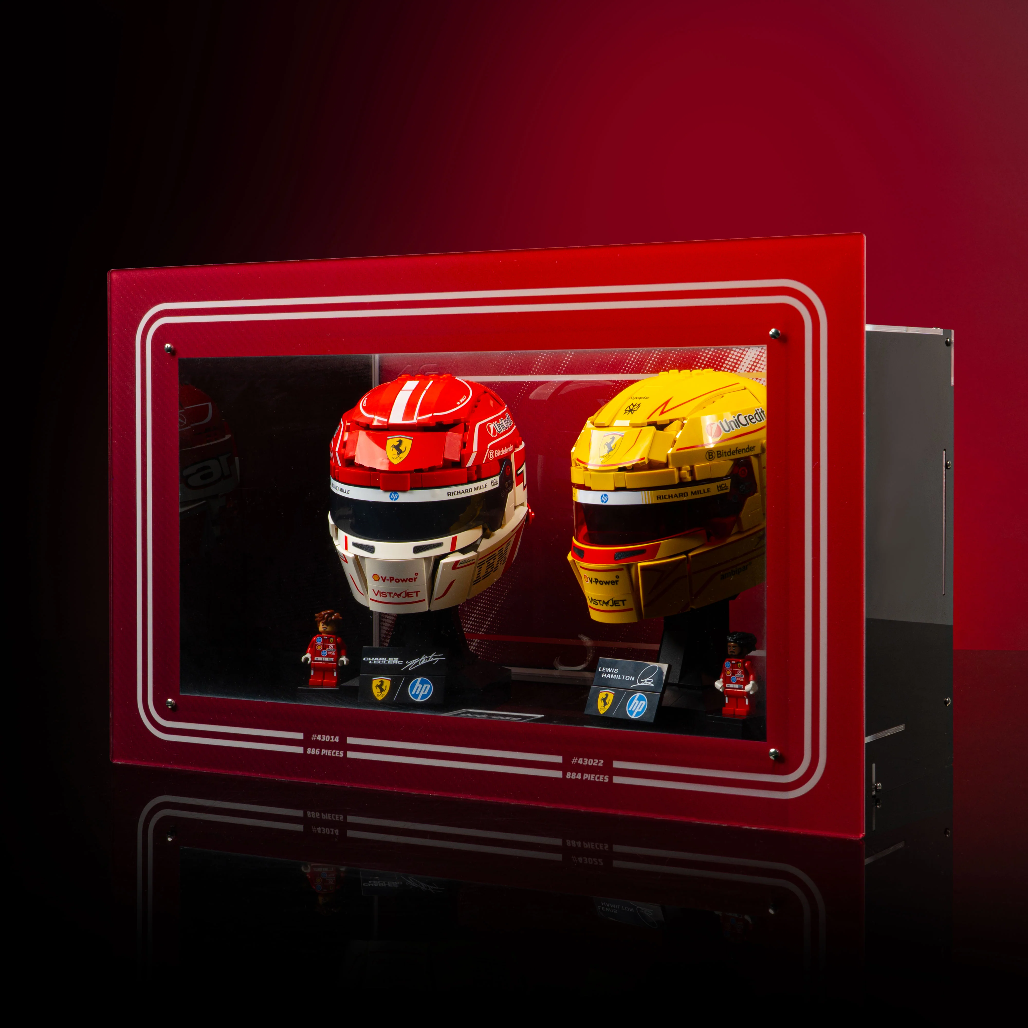 Limited Edition Display Case for LEGO® Editions: Scuderia Ferrari HP Lewis Hamilton (43022) & Charles Leclerc Helmets (43014) - Image 2