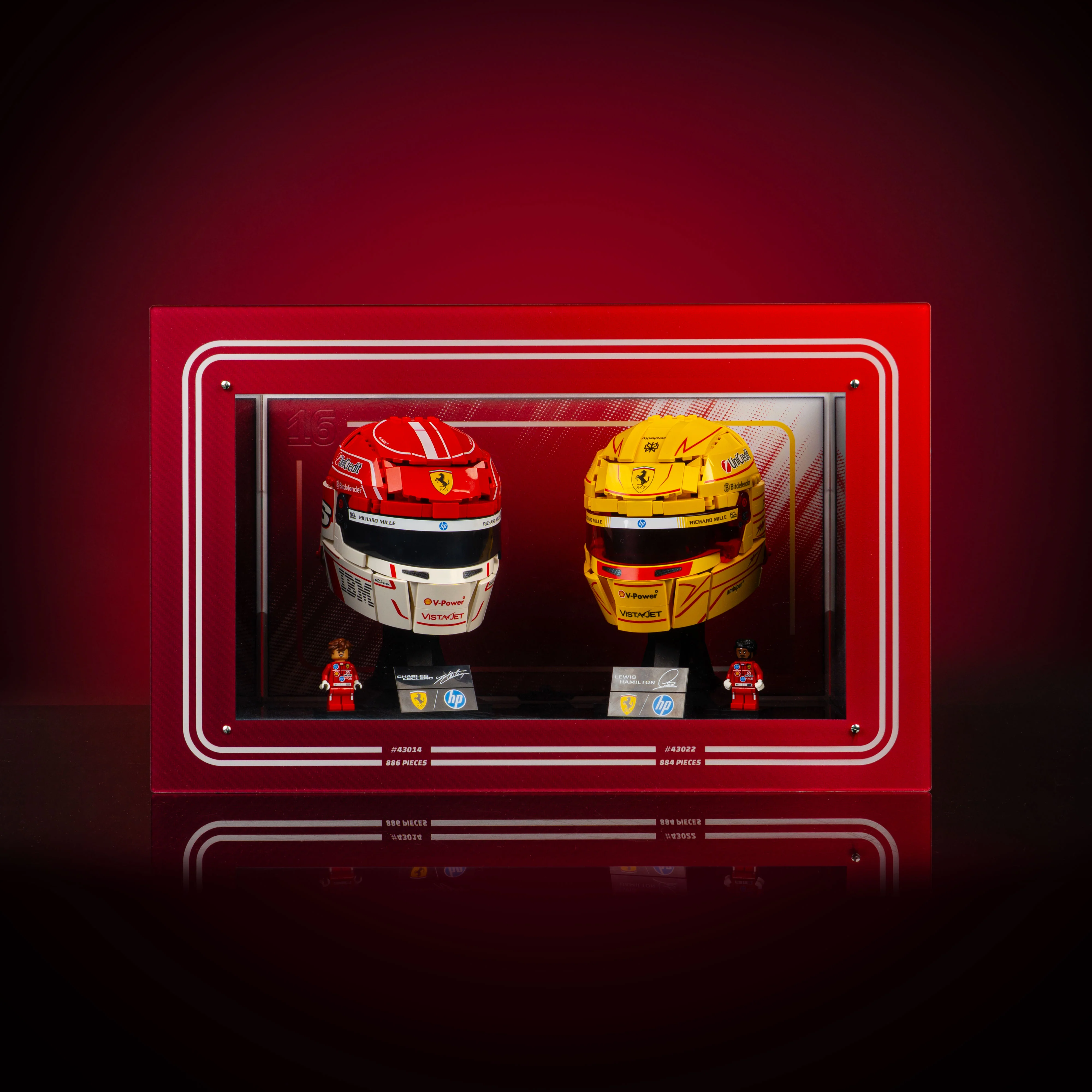 Limited Edition Display Case for LEGO® Editions: Scuderia Ferrari HP Lewis Hamilton (43022) & Charles Leclerc Helmets (43014) - Image 4
