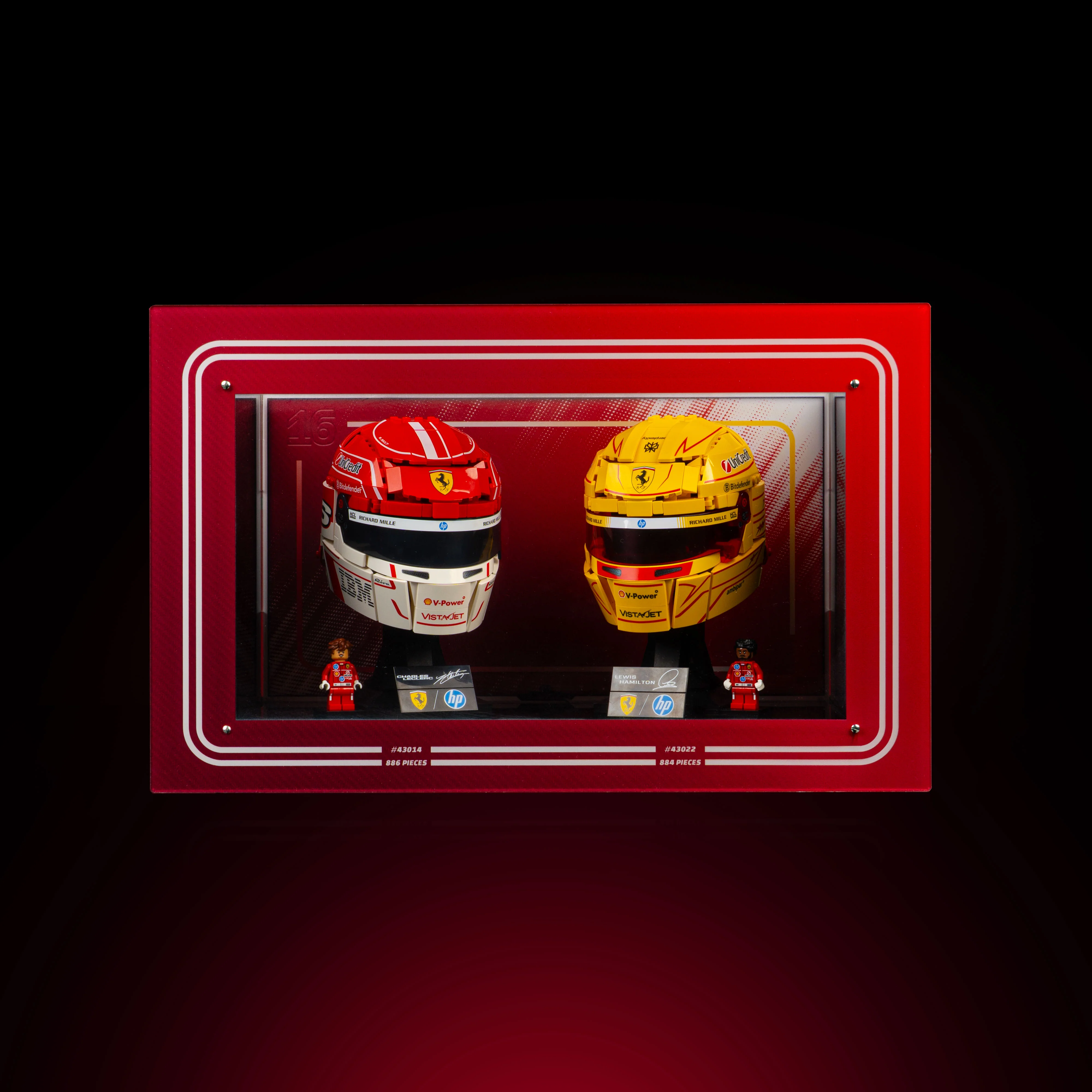 Limited Edition Display Case for LEGO® Editions: Scuderia Ferrari HP Lewis Hamilton (43022) & Charles Leclerc Helmets (43014) - Image 7