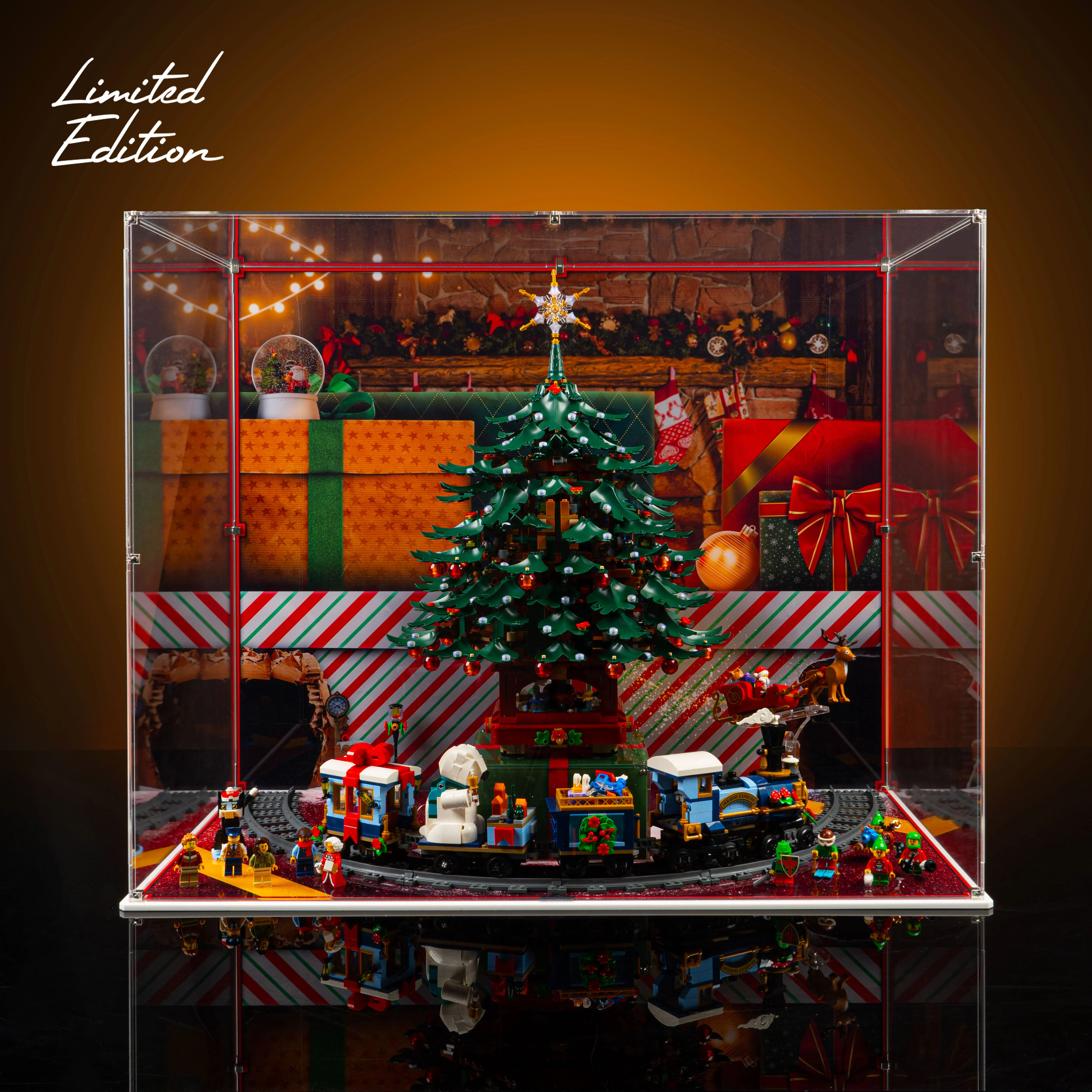 Limited Edition Display Case for LEGO® Family Christmas Tree Decoration (41843) & Holiday Express Train (10361) - Image 2