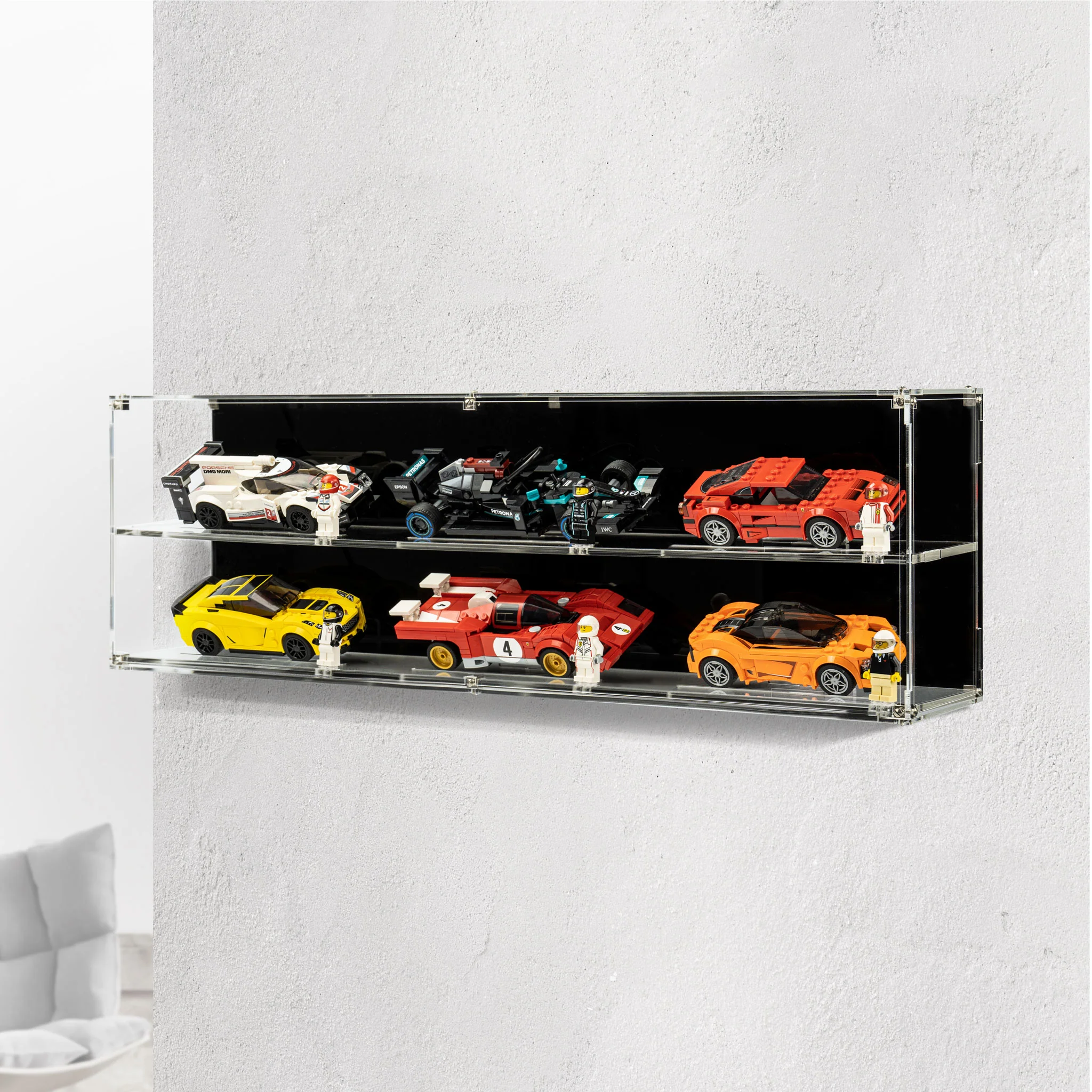 Wall Mounted Display Case for 6x LEGO® Speed Champions Cars (2x3)