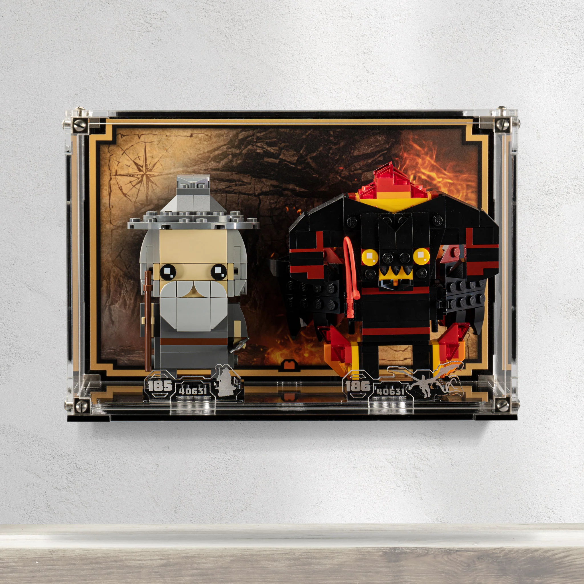 Wall mounted Display Case for LEGO® Brickheadz: Gandalf the Grey™ & Balrog™ (40631) - Image 2