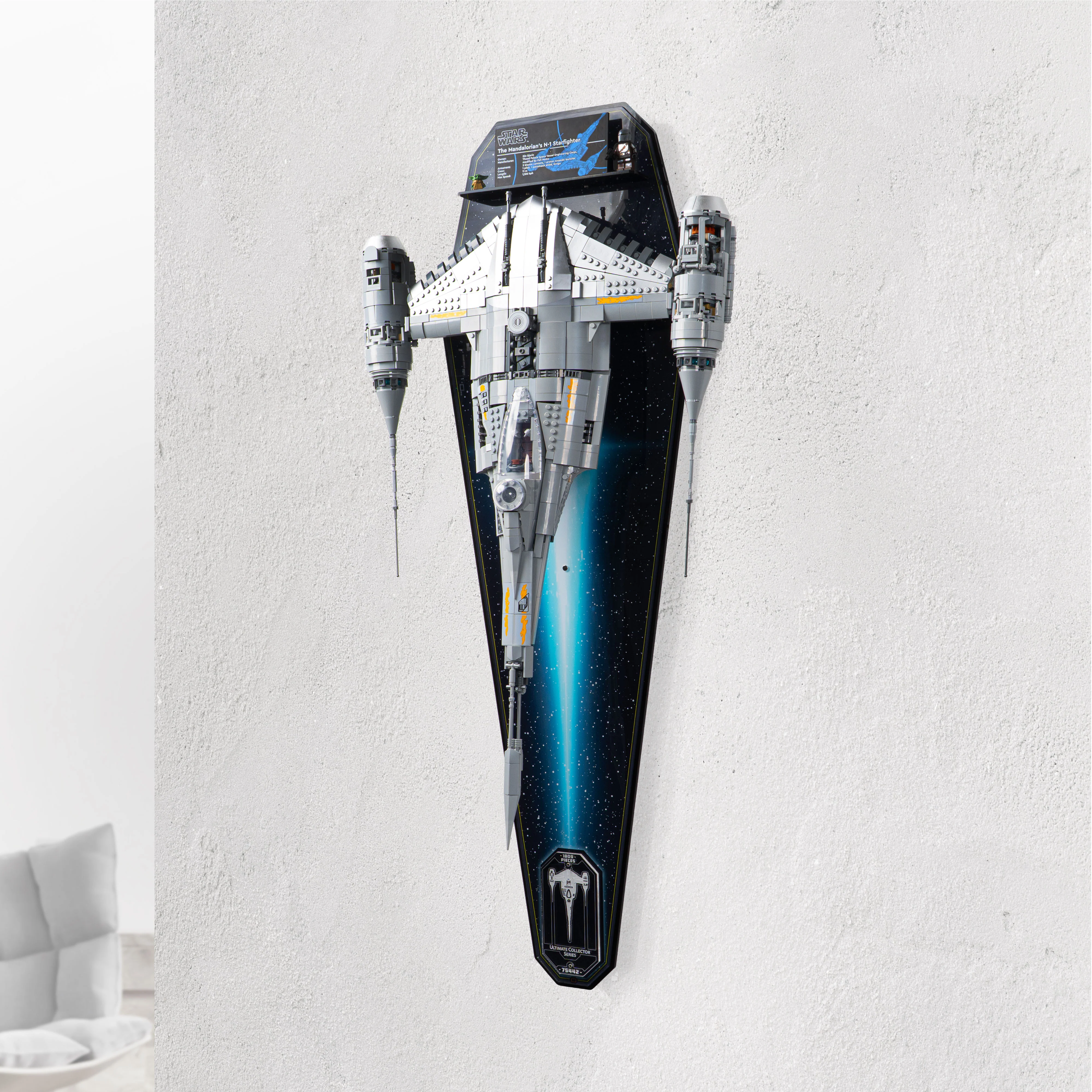 Wall Mounted Display Stand for LEGO® Star Wars™ The Mandalorian's N-1 Starfighter™ (75442)