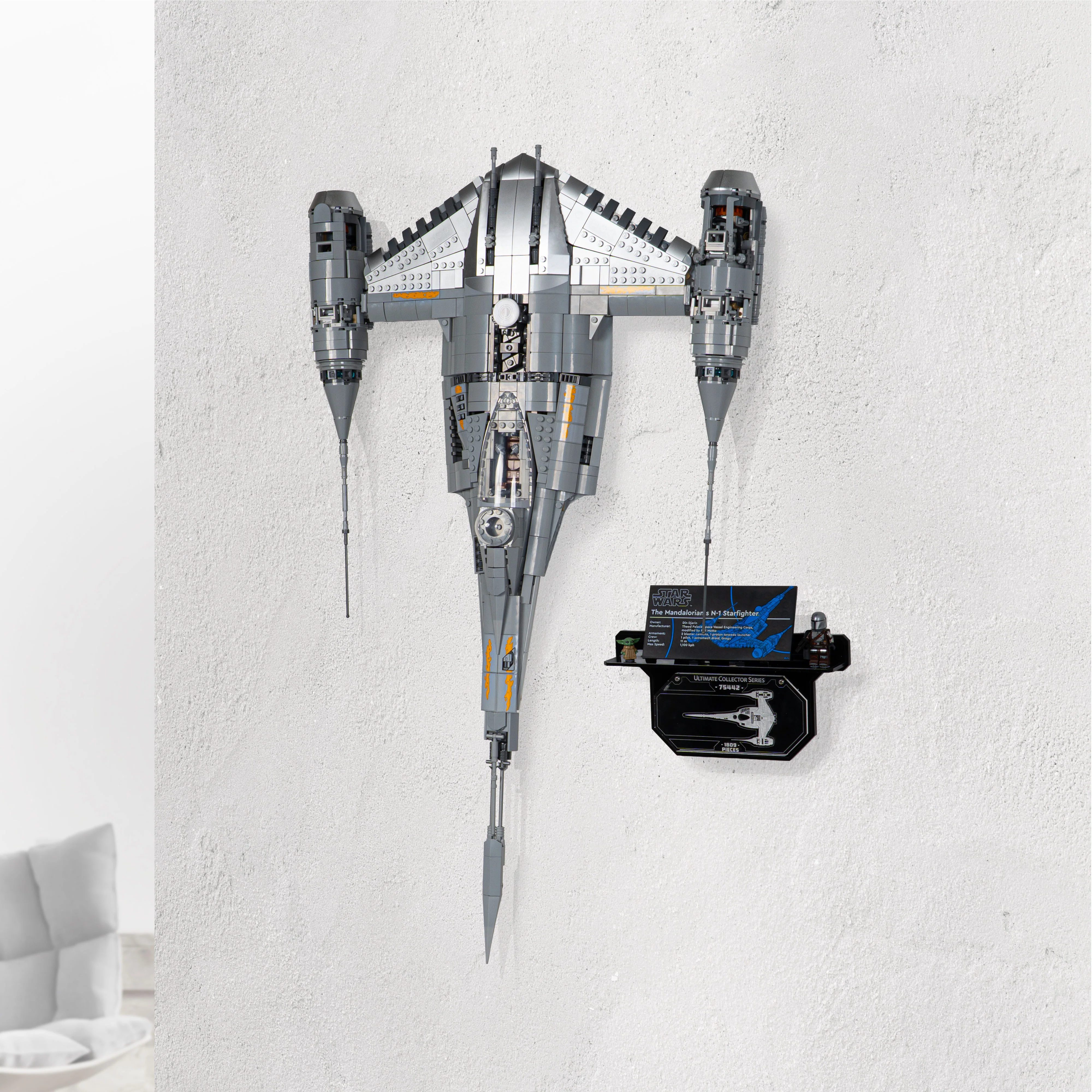 Wall Mounted Display Stand for LEGO® Star Wars™ The Mandalorian's N-1 Starfighter™ (75442) - Image 7