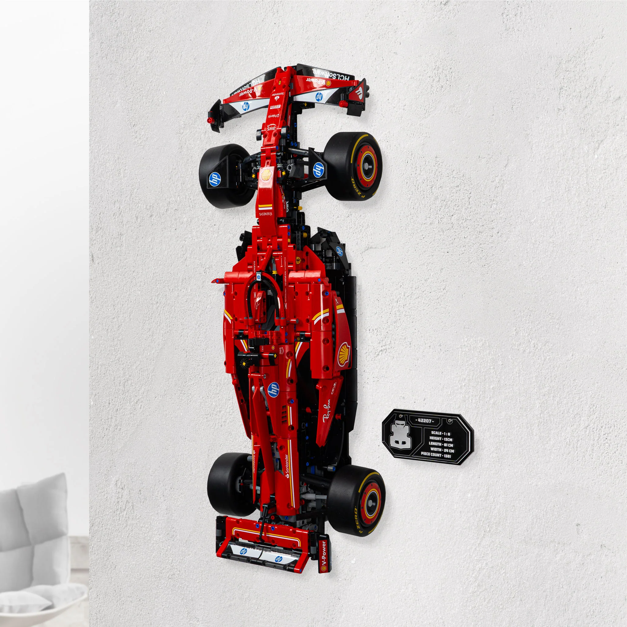 Wall Mounted Display Stand for LEGO® Technic Ferrari SF-24 F1 Car (42207) - Image 2